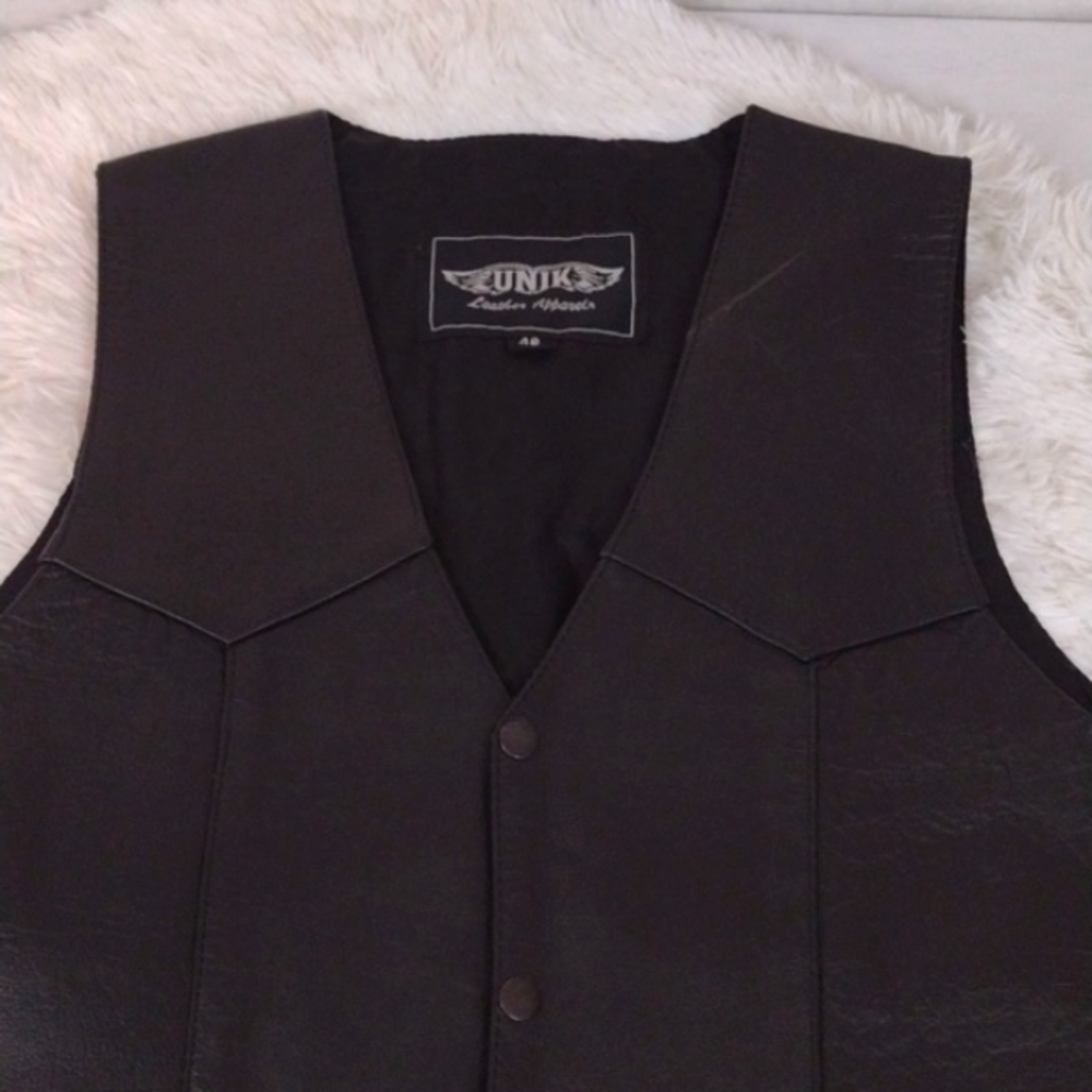 Unik Leather Vest, Black, Size 48 - Picture 5 of 6